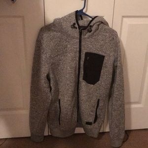 Gray/White zip-up hoodie
